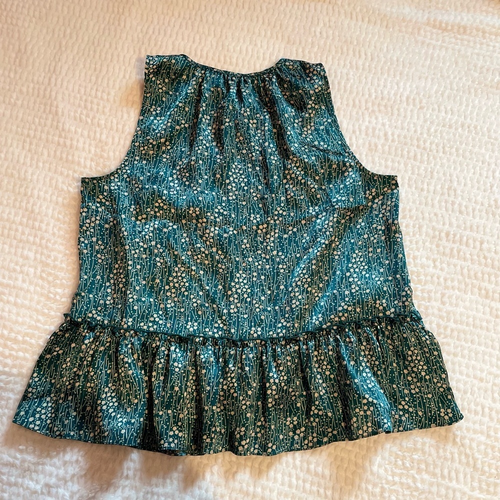 Joie | Women’s Jevan Satin Top | Teal Floral Sleeveless Top | Women’s Top | NWOT - Picture 5 of 12